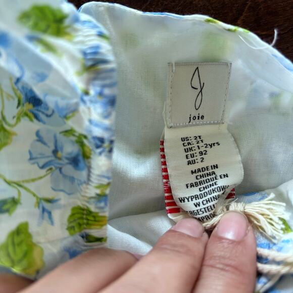 Joie Girls 2T Dress Layered Flowy Button Down Floral Blue Green Summer - Picture 6 of 10